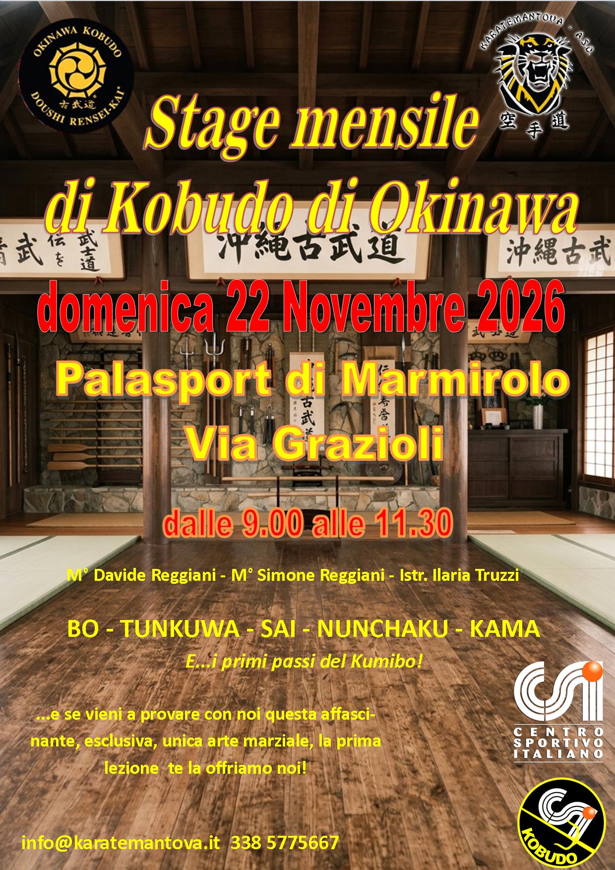 Locandina Stage Kobudo mensile novembre